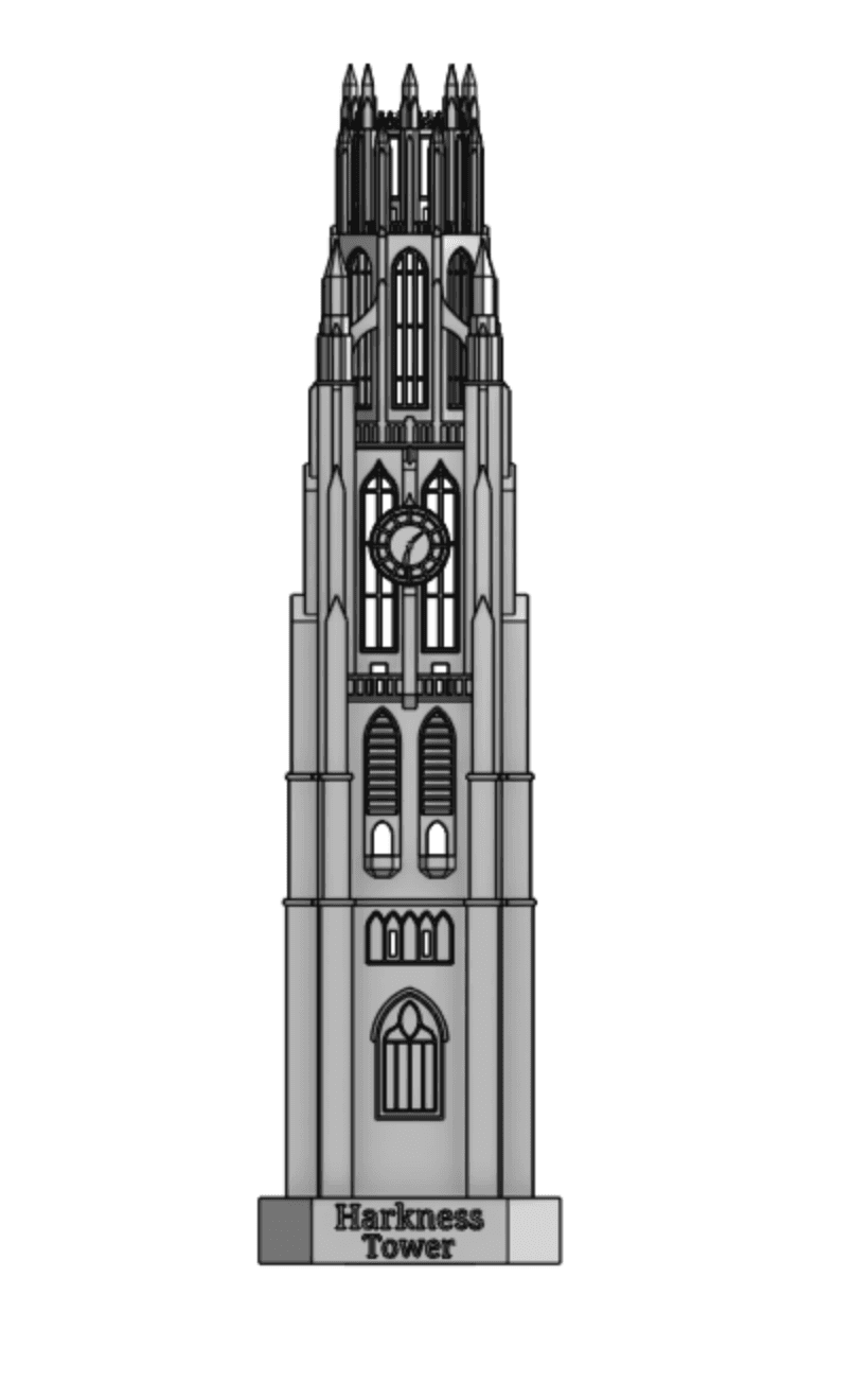 Front CAD rendering of the Harkness Tower design