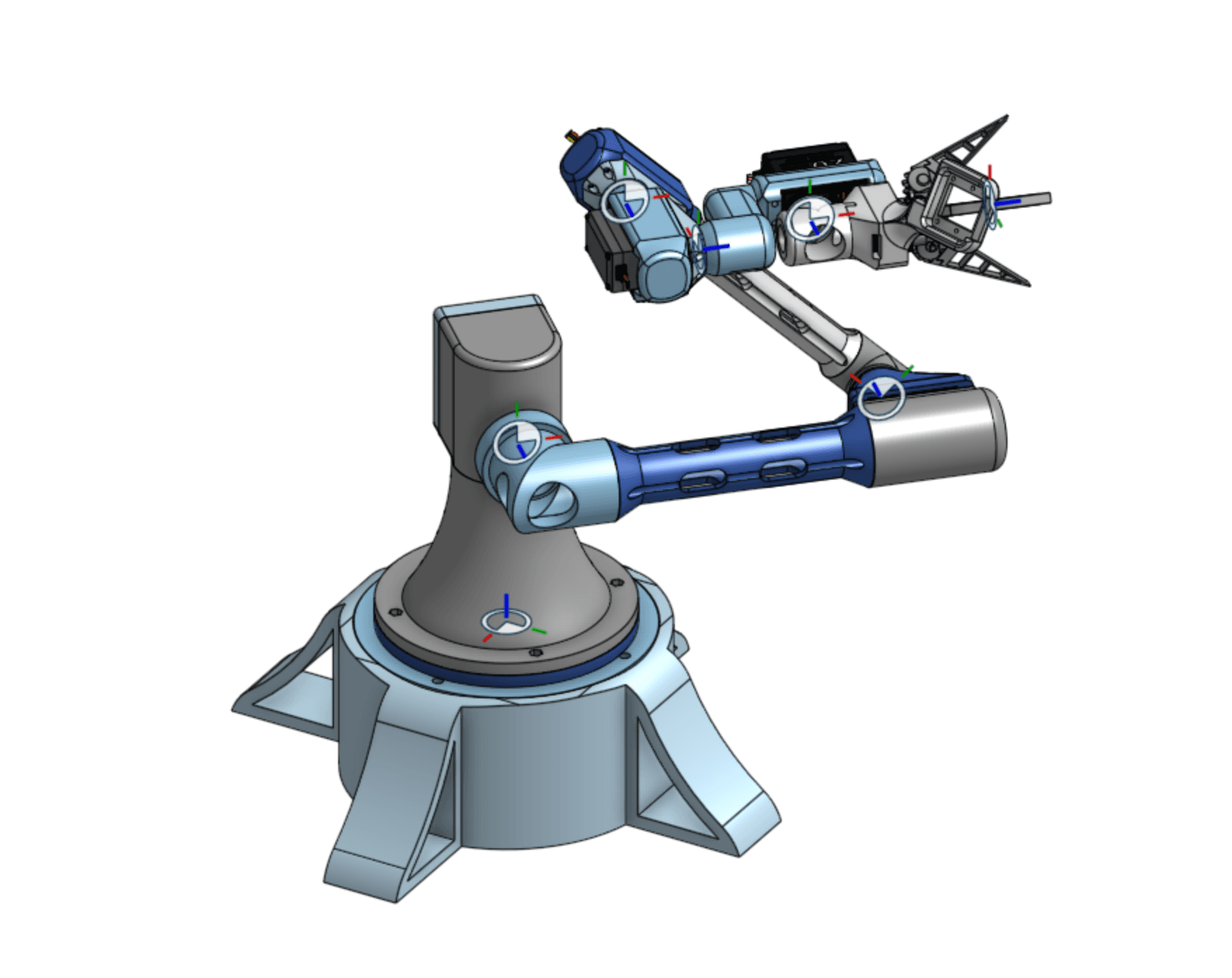 CAD assembly of the six-axis robotic arm and gripper