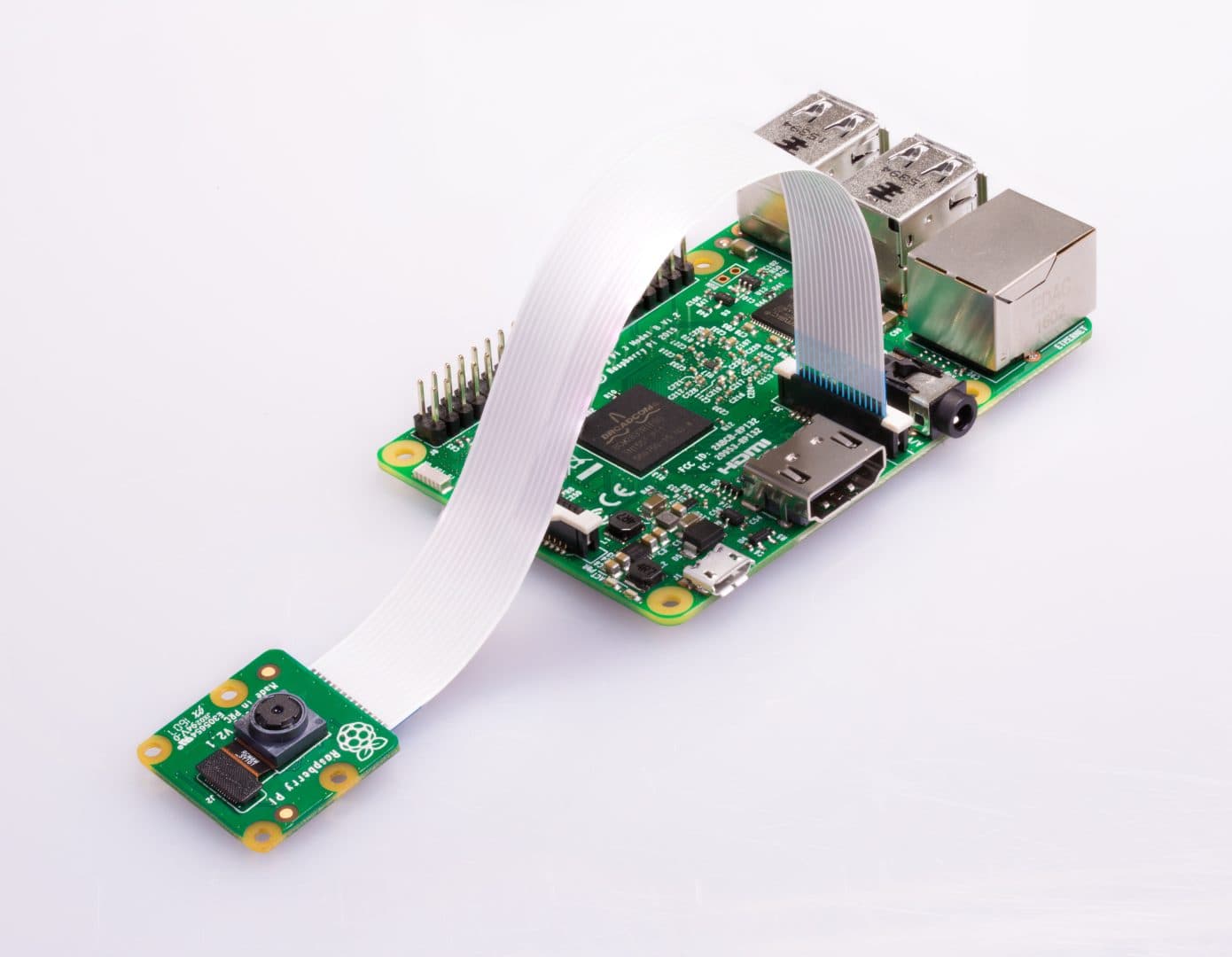 Raspberry Pi 4 with a connected Camera Module v2