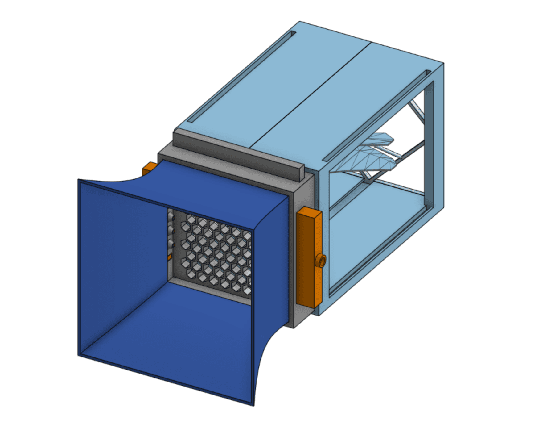Perspective CAD view of the compact wind tunnel