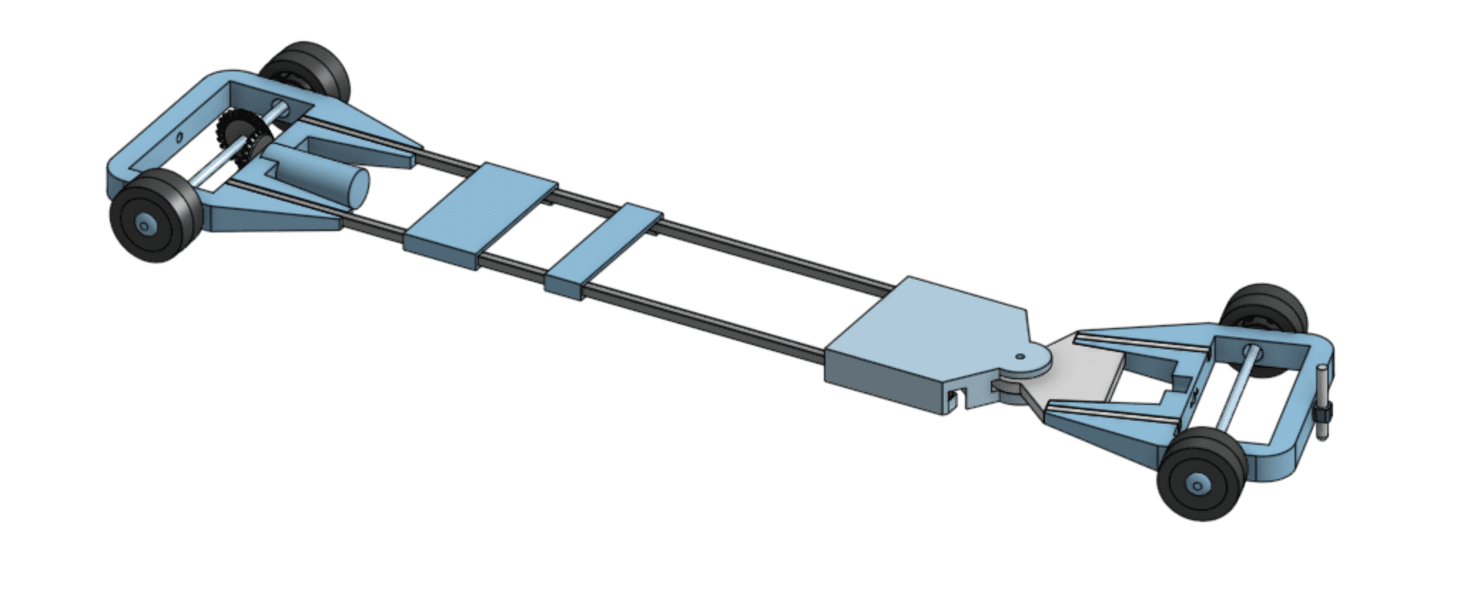 CAD model of the autonomous electric vehicle chassis and drivetrain